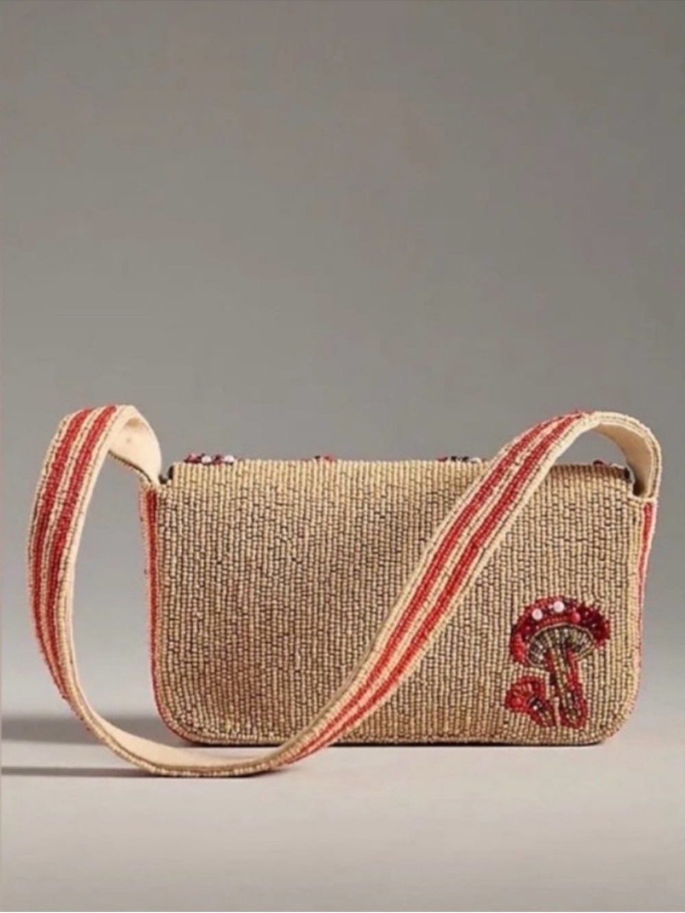 Anthropologie Fiona Mushroom Bag Purse New Condition Beaded - Picture 3 of 6